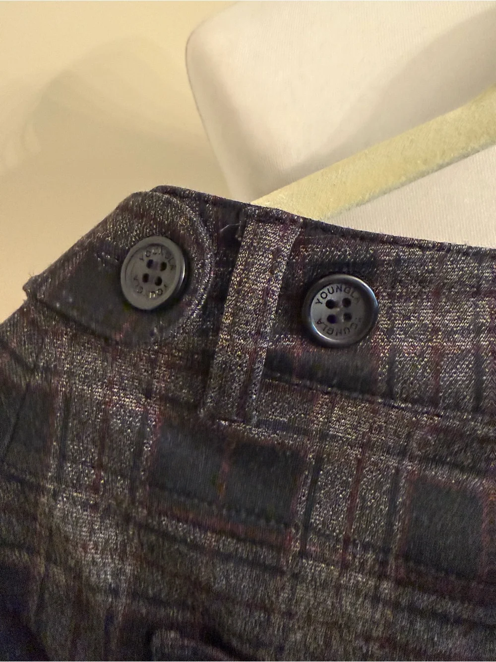 Young LA Pants 32 x 28 Mens Plaid Stretch Tapered Leg Trouser